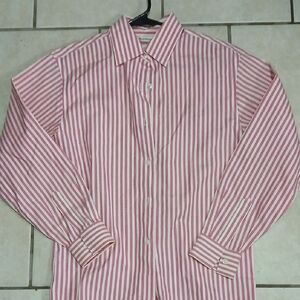 TALBOTS Womens Size 4 Pink Striped Button Down Shirt
